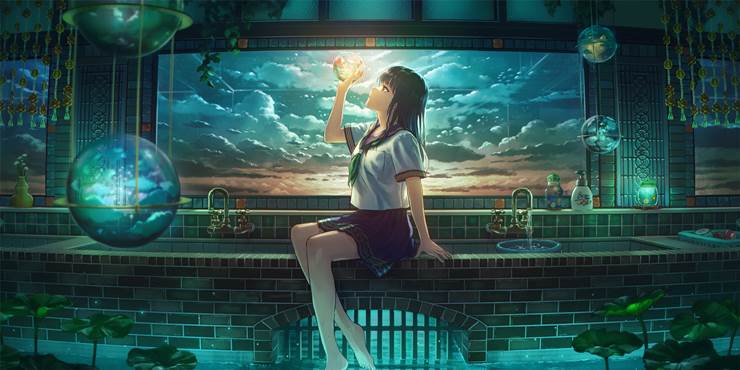 一张水手服,透过玻璃,风景,正太,小女孩,制服裸足绘画图片