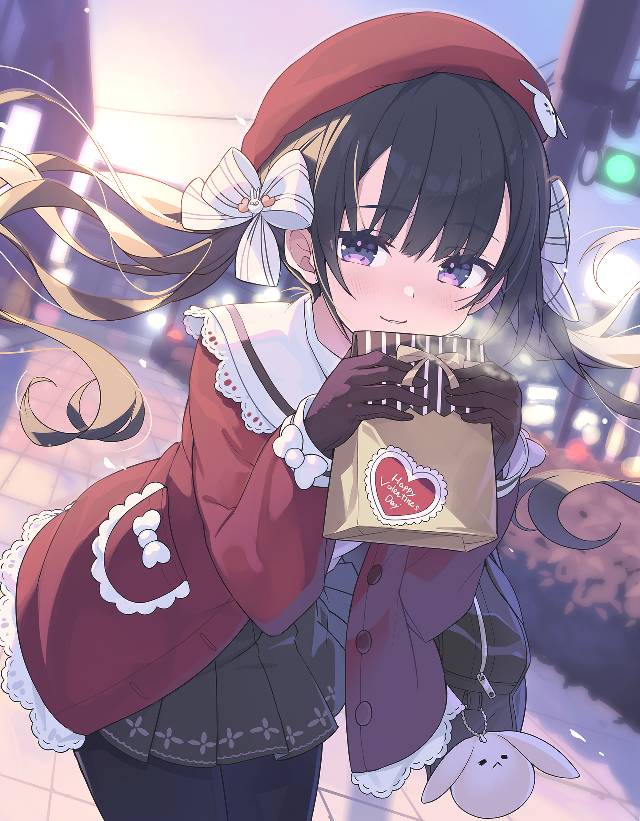 一张小女孩,情人节绘画图片