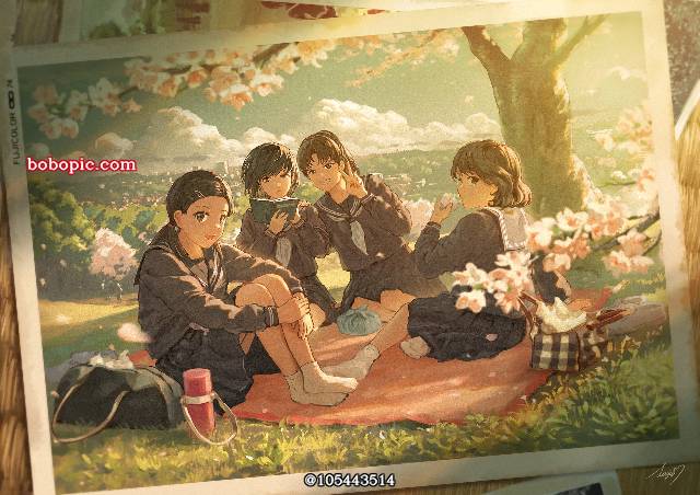 一张水手服,青春,小樱,小女孩,樱花绘画图片