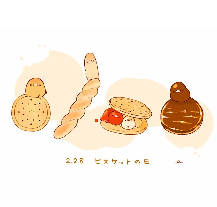 饼干日|插画师チャイ的甜点小鸡插画图片
