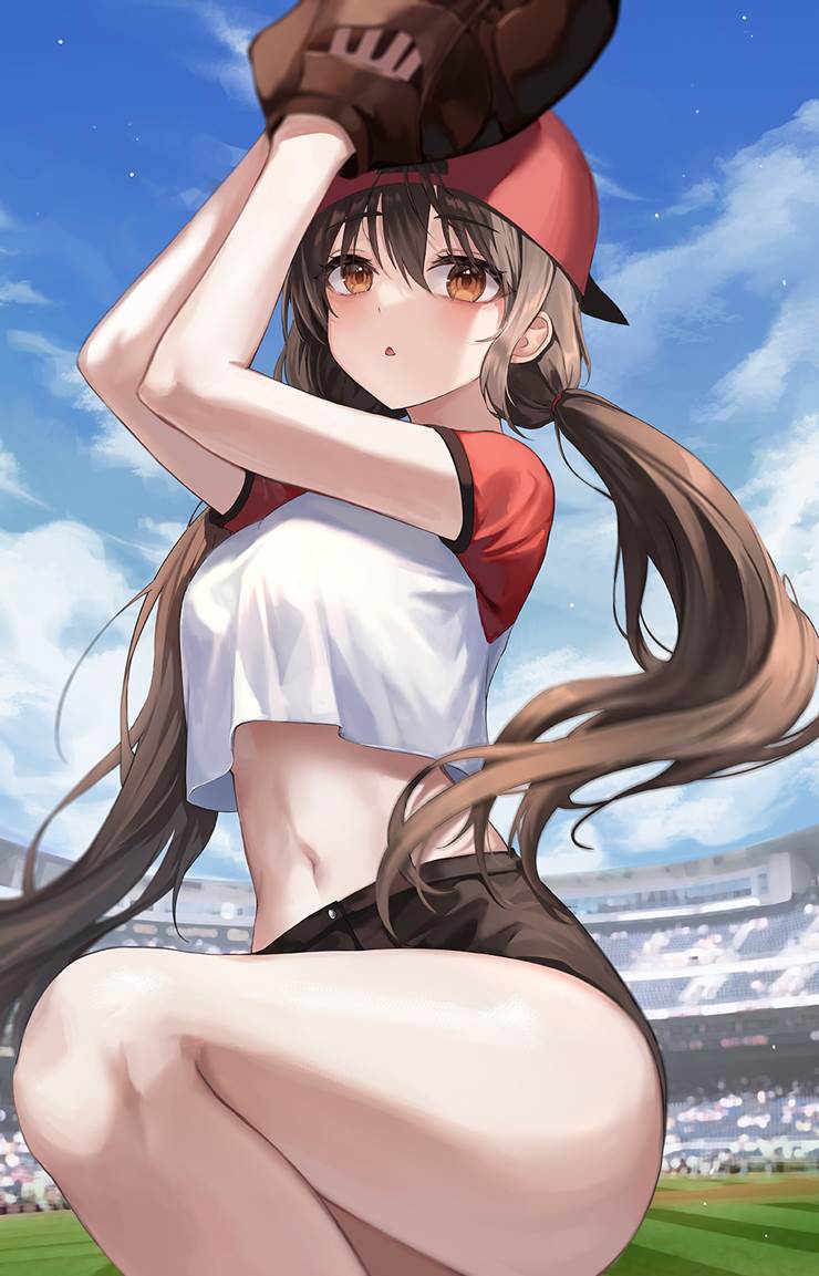 original, creation, girl, young girl, baseball, bellybutton, thighs you want to fondle