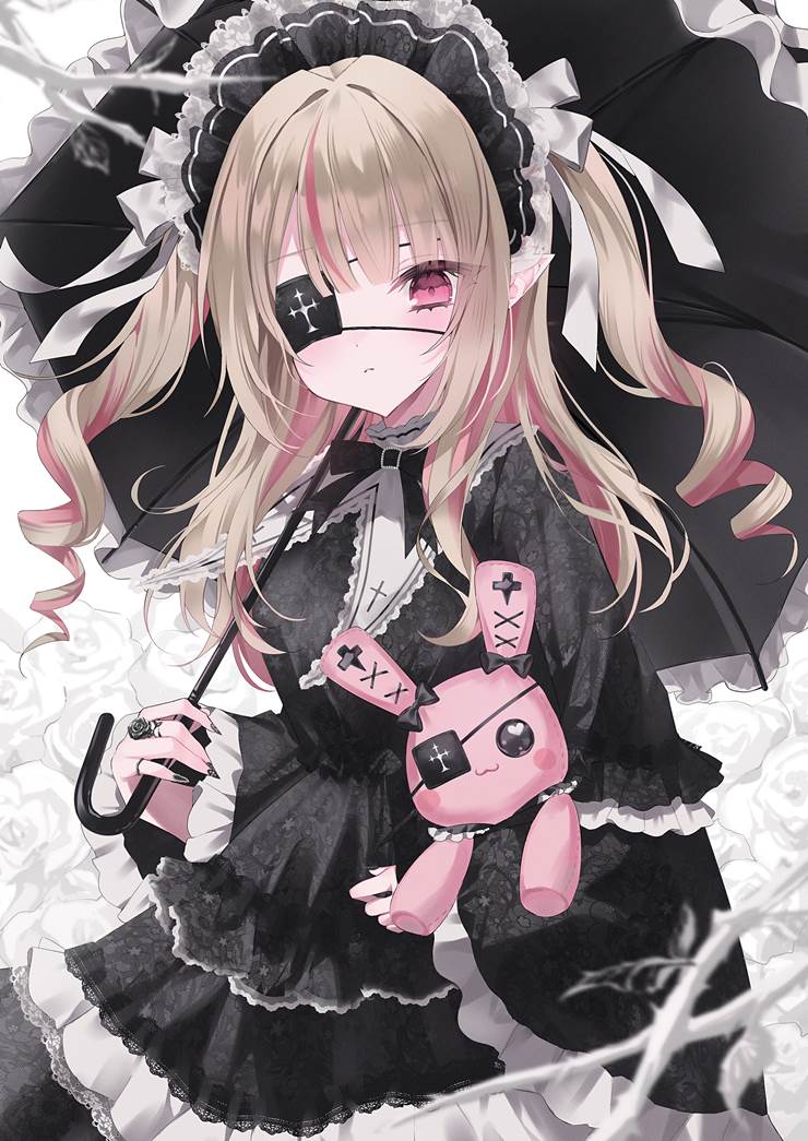 Ririmu Makaino, Nijisanji, gothic lolita, Virtual Youtuber 100+ bookmarks, eyepatch
