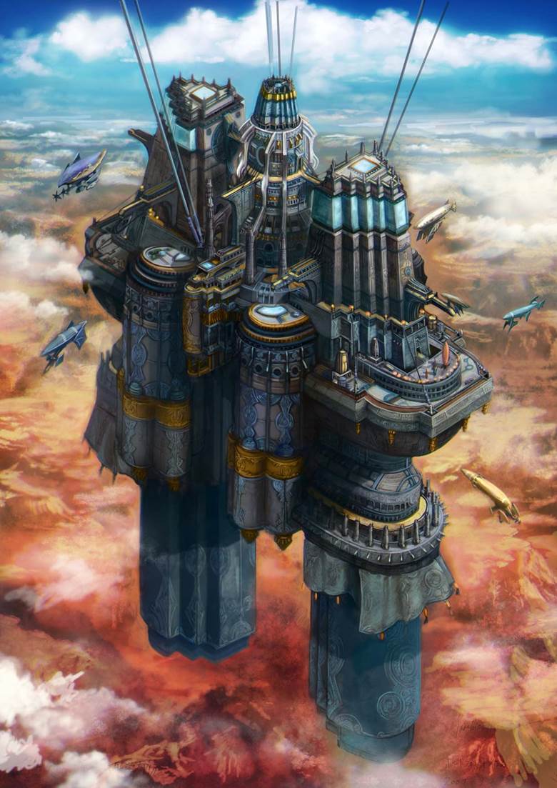 空に浮かぶ圣堂|西川ヤスヒロ的Pixiv高清风景插画图片