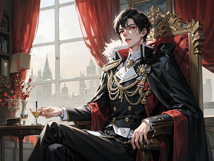 坐在王座上的人物插画图片 BoBoPic