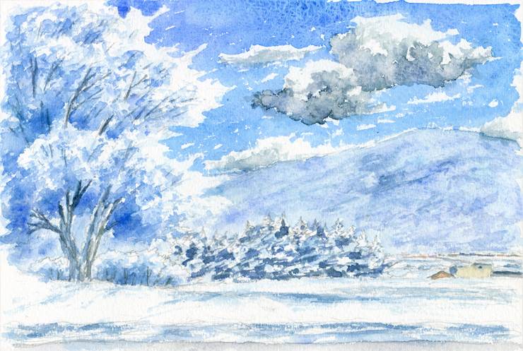 雪の风景|插画师あいう的冬天景色插画图片