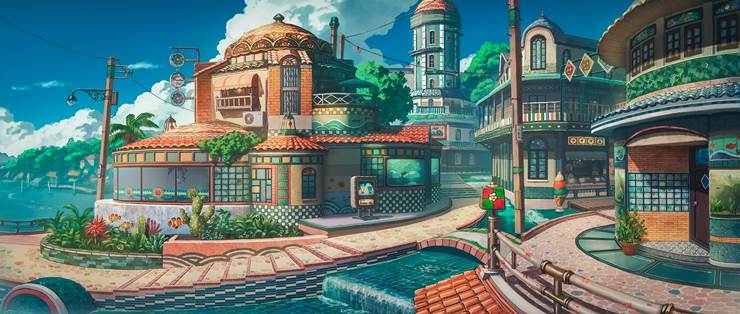 一张风景,水路绘画图片