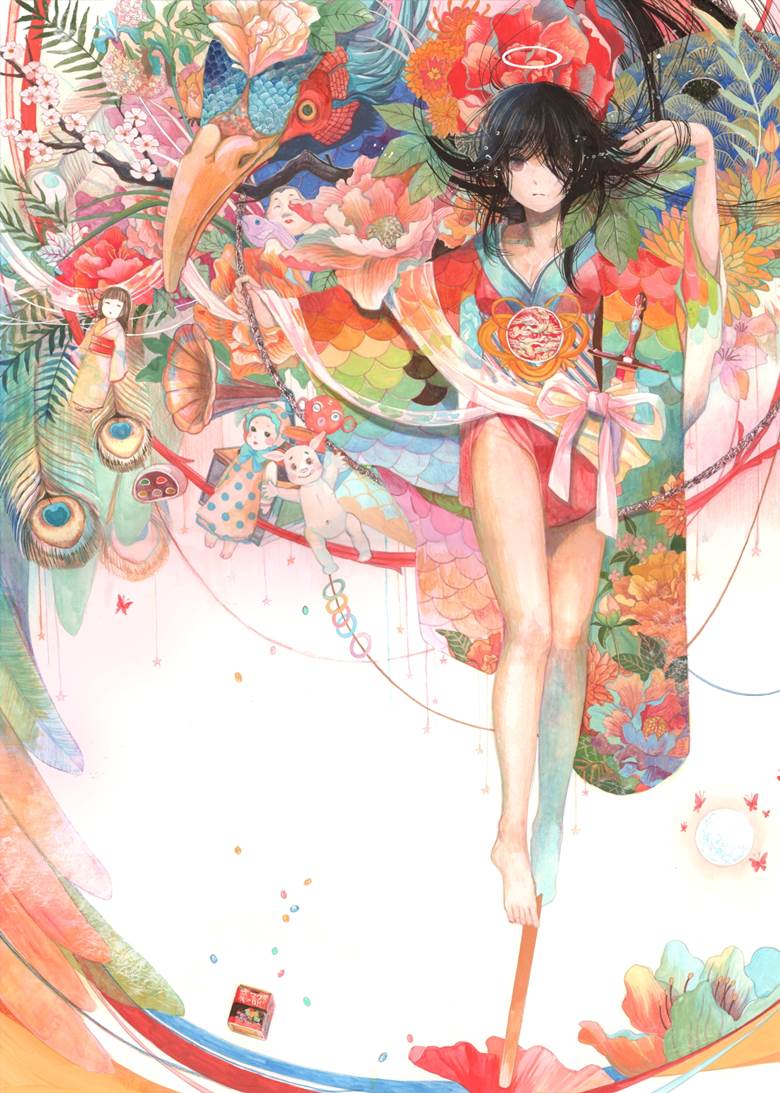 女孩子, kimono, 原创, wonderful, 太美了, amazing analog art, 手绘, angel's halo, 原创10000users加入书籤