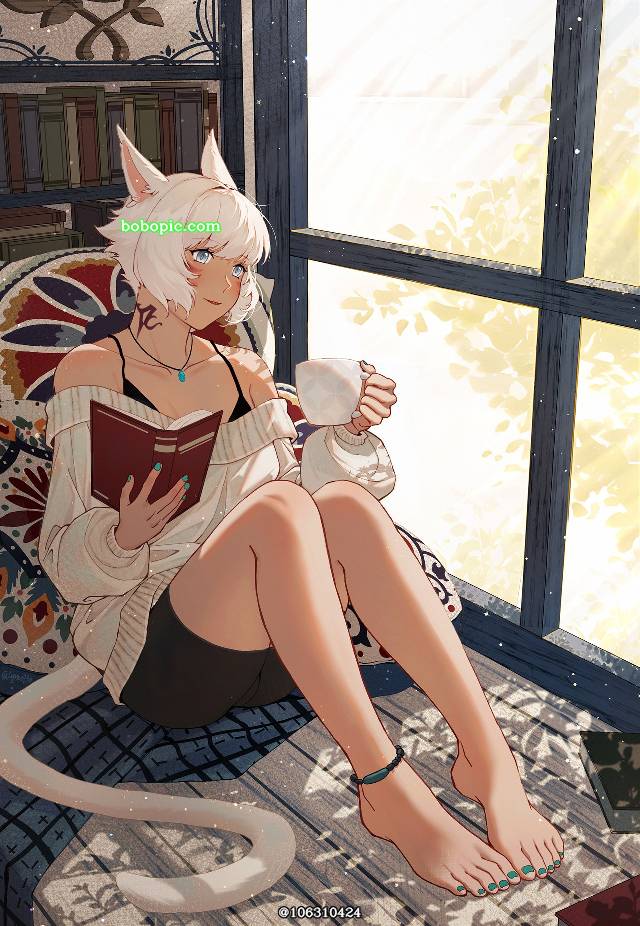 一张猫魅族,足控,FFXIV,赤脚,雅修特拉,下午茶,美甲,脚指绘画图片