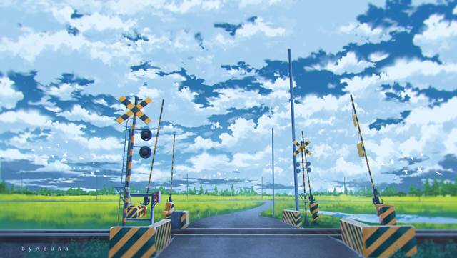 scenery, railroad crossing, clouds, country, summer sky, sky, scenery 500+ bookmarks, railway