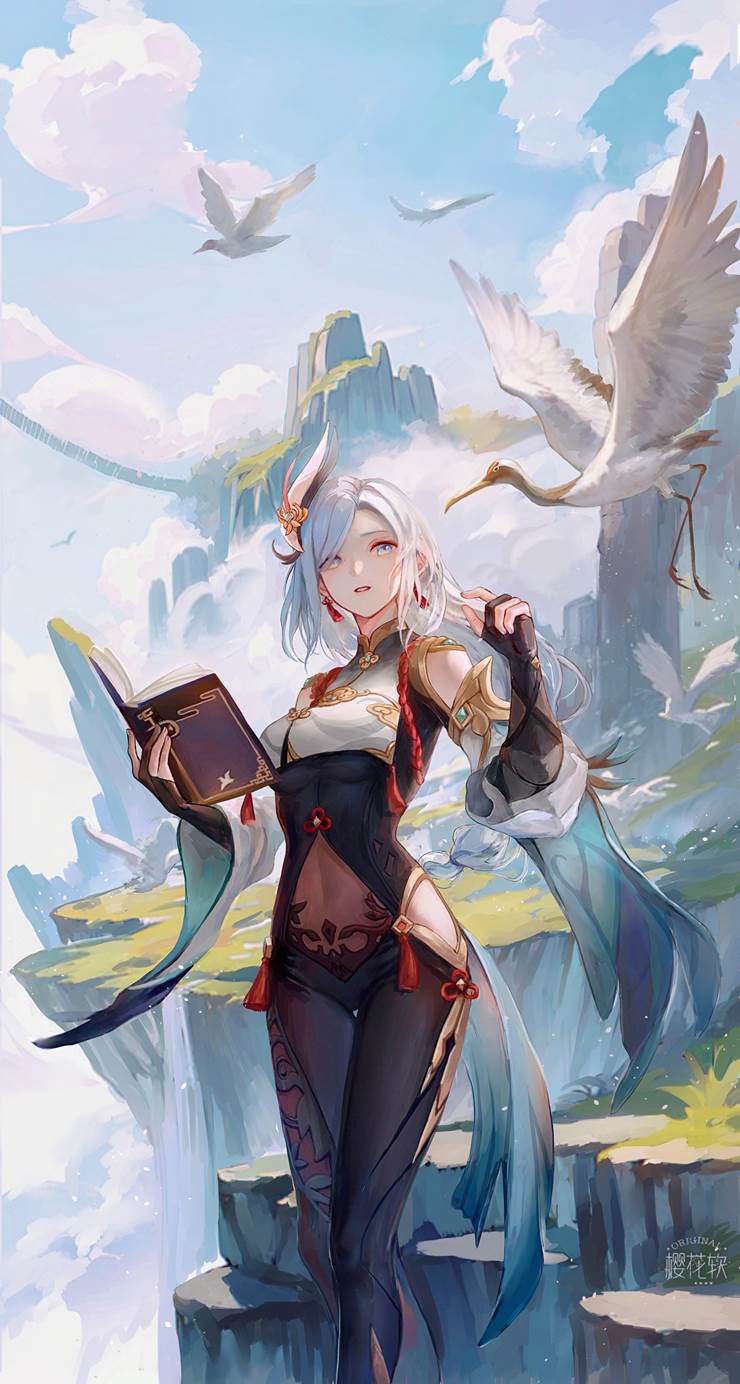 Genshin Impact, Genshin Impact doujin, Shenhe, Shenhe, Genshin Impact 1000+ bookmarks, Genshin Impact scenery, fan work