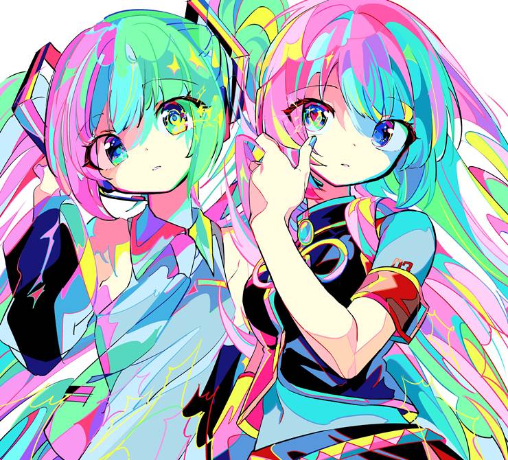 初音未来, 巡音流歌, vocaloid, midriff, 极彩色的魔术师