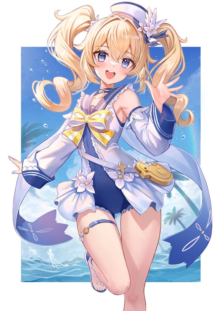 Genshin Impact, Barbara (Genshin Impact), beautiful girl, girl, swimsuit, Barbara, Barbara