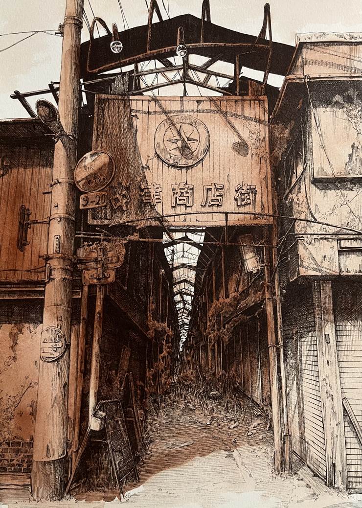 好抽象的复杂建筑群啊，Pixiv人气插画师指宿-ID:33942905