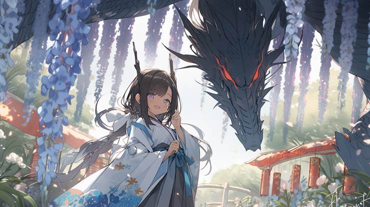 奇幻, AI 画作, 女孩子, young girl, 和风, 和服, fantasy