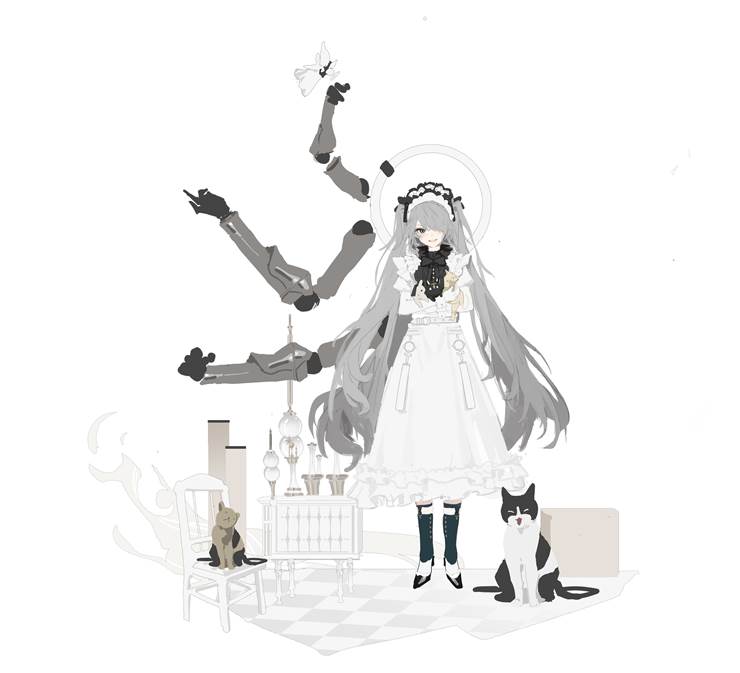 long hair, black tights, girl, clothed breasts, armed girls, original, Punishing: Gray Raven