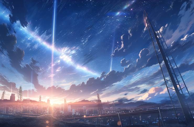 scenery, original, AI Illustration, dawn, city