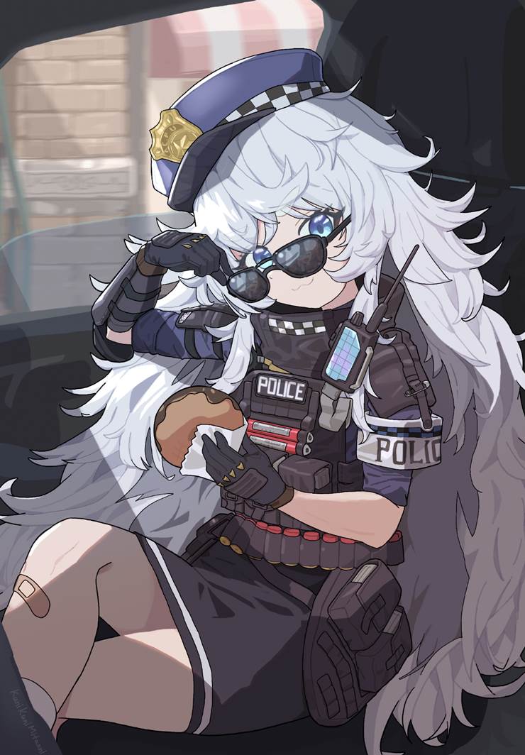 Poli (NIKKE: Goddess of Victory), NIKKE: The Goddess of Victory, uniform, sunglasses, pencil skirt