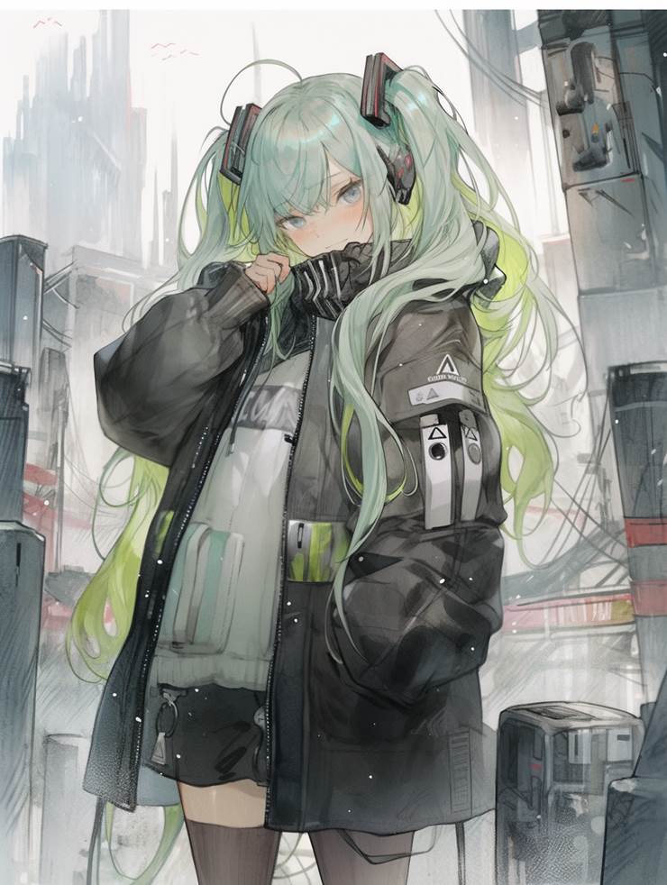 AI 画作, 初音未来, young girl, vocaloid