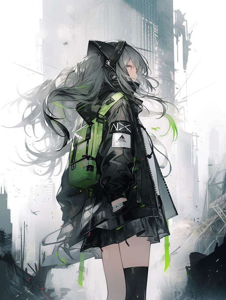 ai绘图, 女孩子, SF/fantasy, 银色长发