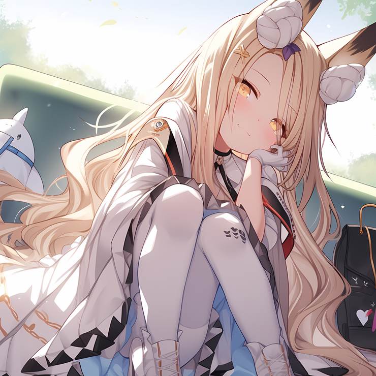 Seia Yurizono, Blue Archive, AI illustration, fox ears