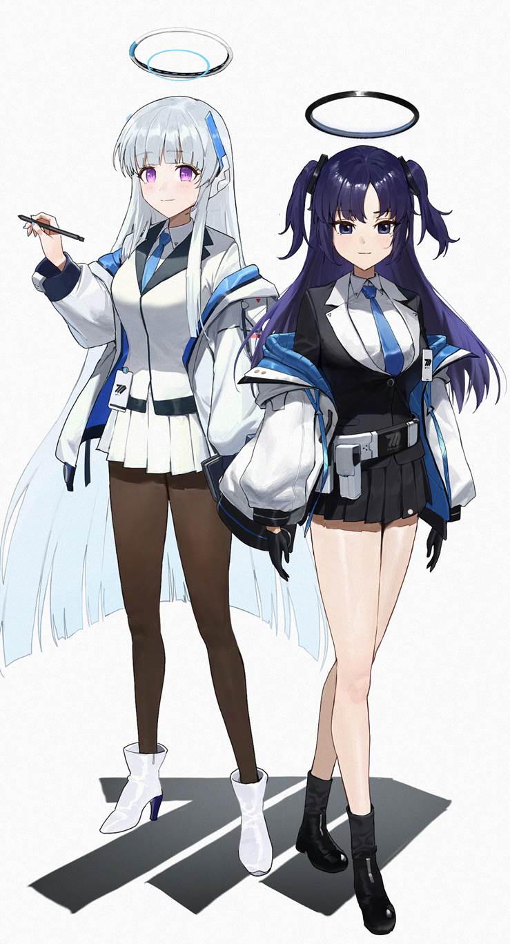 Blue Archive, Hayase Yuuka, Ushio Noa, black stockings