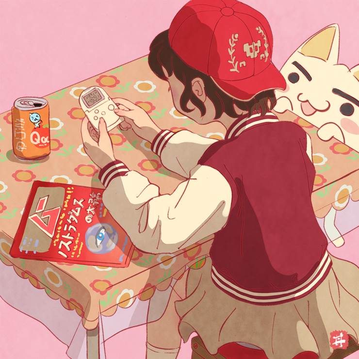 女孩子, 昭和复古风, nostalgia, 游戏, 原创, 猫