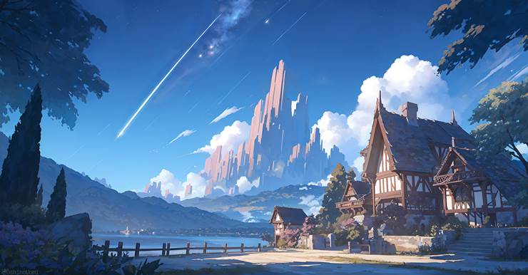 风景, scenery, background, sky, star, 云, mountain