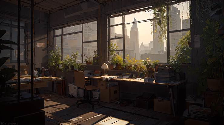 风景, scenery, background, indoor, 房间, plant