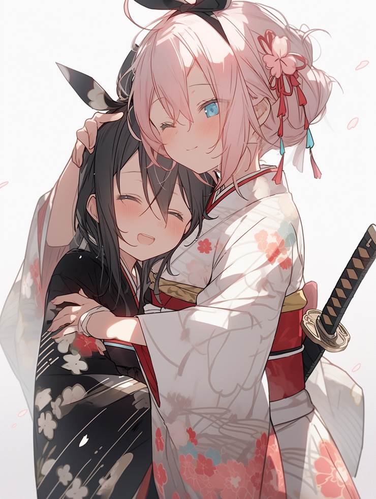 girl, Japanese style, beautiful, yuri, kimono, I want to protect that smile