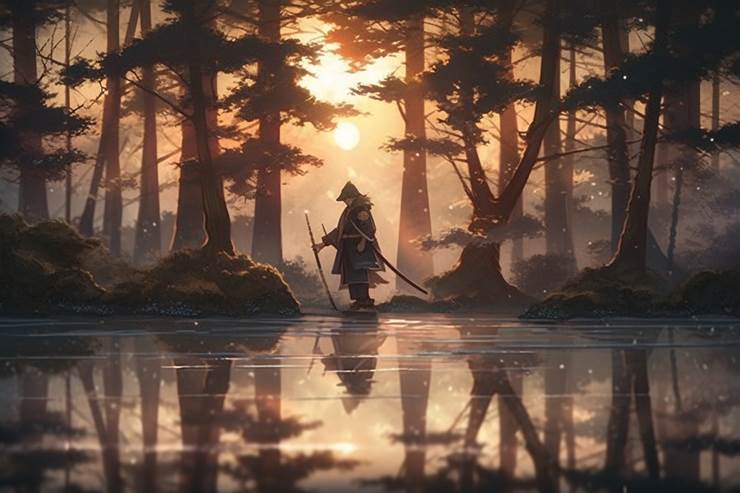 ai绘图, japan, AI-Generated, background, samurai