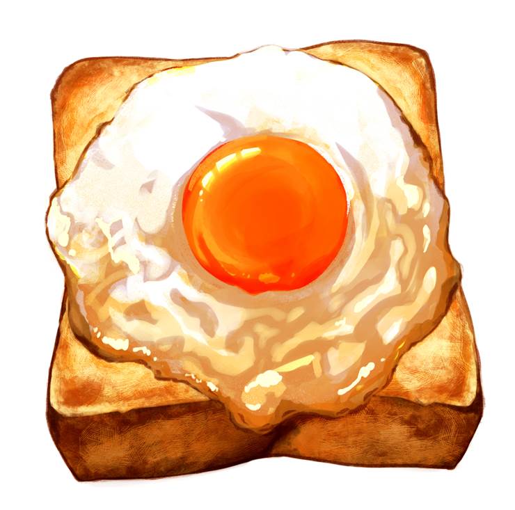 拉普达风格的煎蛋吐司|插画师oikawa的食物挑逗照插画图片