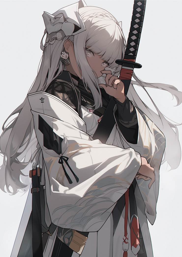 原创, 和风, 太美了, 黑发, 白发, 和服, ninja