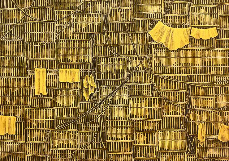 好抽象的复杂建筑群啊，Pixiv人气插画师指宿-ID:33942905