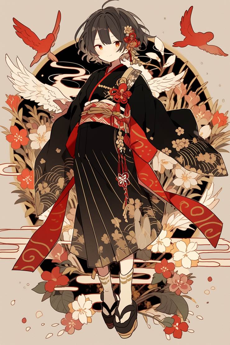 原创, 和风, 黑发, 和服, 品味优雅, 太美了