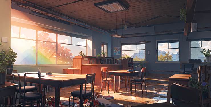 风景, scenery, background, 夕阳, indoor, 彩虹