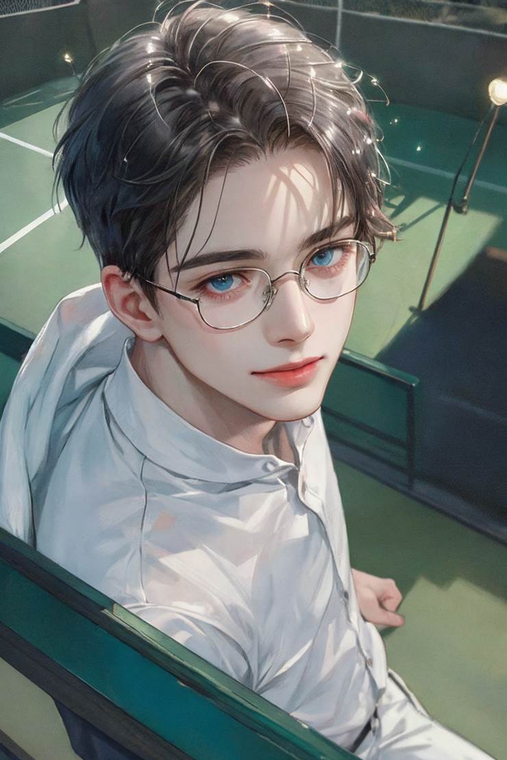 AI Illustration, handsome, glasses, beautiful young man