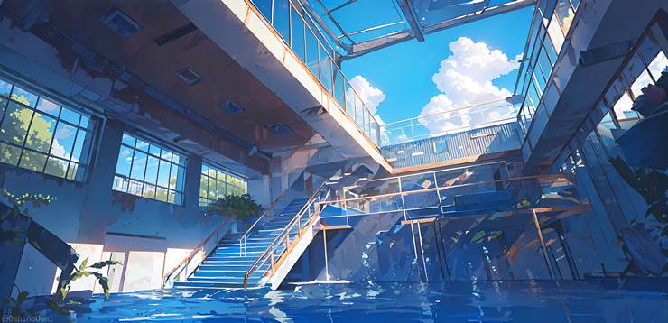 风景, scenery, background, sky, 云, water, 废墟