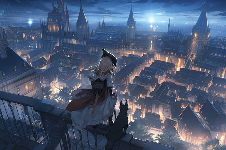 AI Illustration, AI-Generated, girl, background, fantasy, game