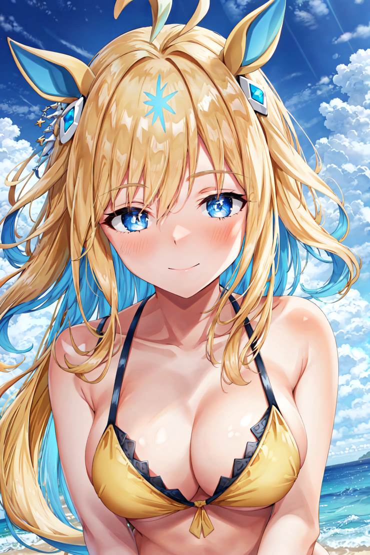 新宇宙（赛马娘）, 新宇宙, 马娘, 赛马娘Pretty Derby, 比基尼, 泳装, 欧派, 肚脐, 魅惑的女体