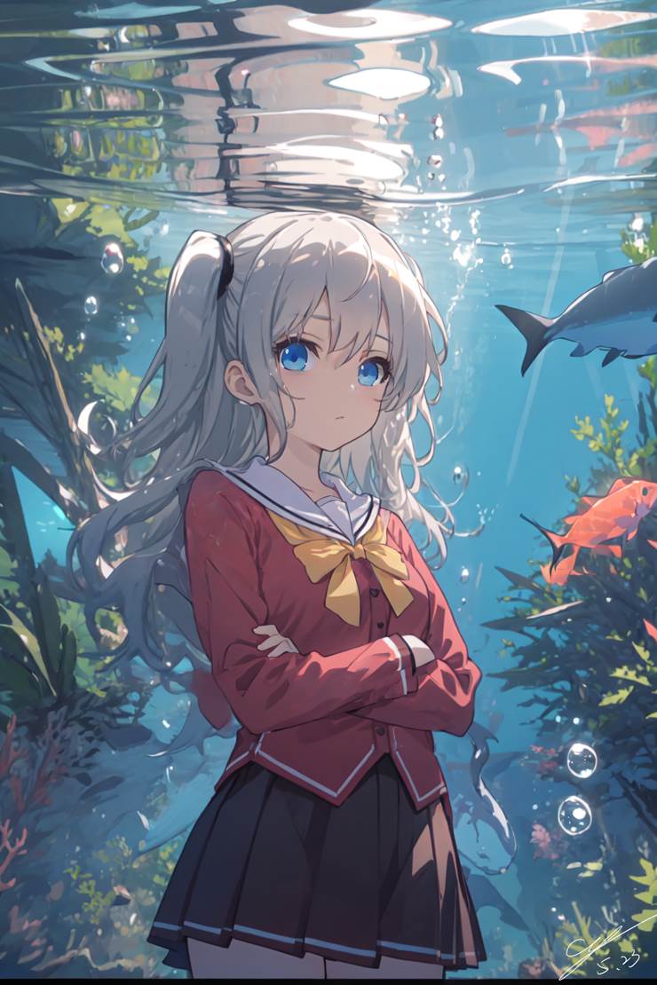 Nao Tomori, Charlotte (anime), Deep Sea Girl, underwater, wallpaper