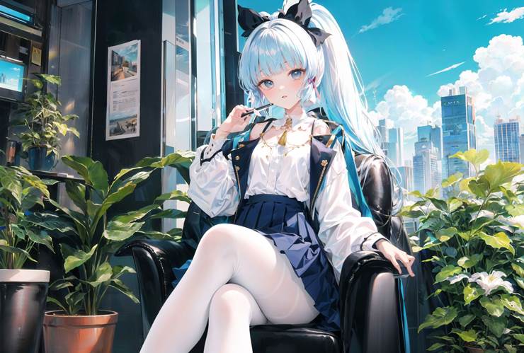 Genshin Impact, ai绘图, White silk pantyhose, 魅惑的大腿, Kamisato Ayaka, Ayaka Kamisato