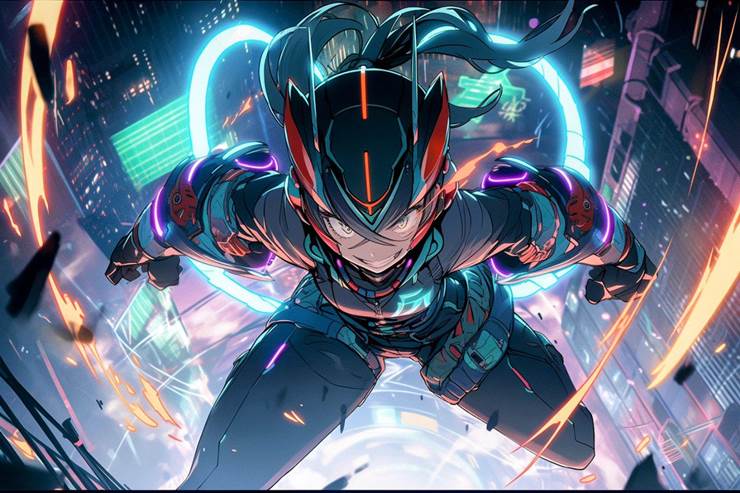 AI-Generated, AI illustration, young girl, girl, game, anime