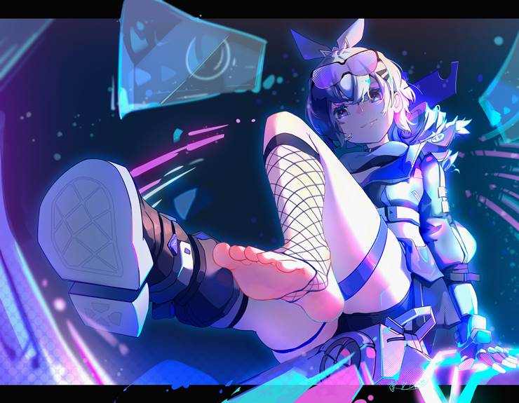 original works, illustration, two dimensions, doujin, Silver Wolf, Honkai: Star Rail, Honkai: Star Rail, 脚底, 银狼（星穹铁道）, 踩脚裤