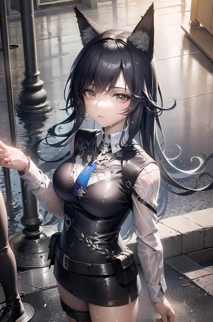 德克萨斯（明日方舟）, Texas, Texas, Arknights, 明日方舟, AI 画作, 女孩子, wet shirt