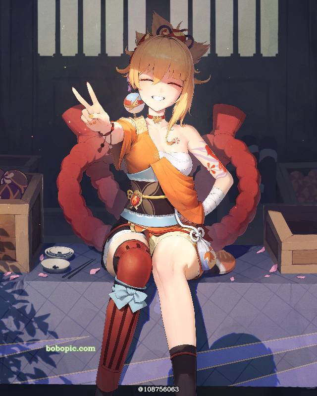 V字手势,原神,宵宫,腿线优美图片