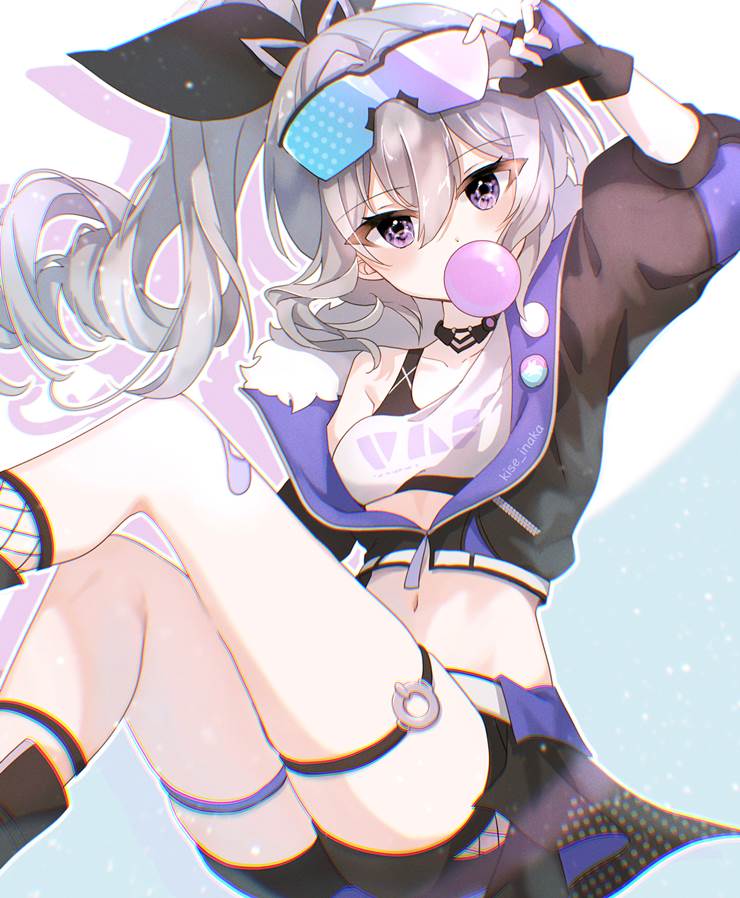 银狼（星穹铁道）, Ginro, 魅惑的大腿, 肚脐, 崩坏：星穹铁道, Honkai: Star Rail, 崩坏：星穹铁道1000收藏, midriff, 口香糖泡泡