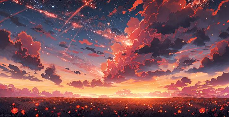 scenery, scenery, background, clouds, sky, star, sunset