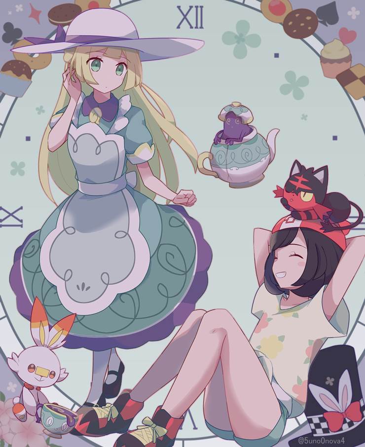 宝可梦大师, 宝可梦太阳月亮, 美月（训练家）, 莉莉艾(精灵宝可梦), Selene/Lillie, Pokemon 100+ bookmarks, 火斑喵, 炎兔儿