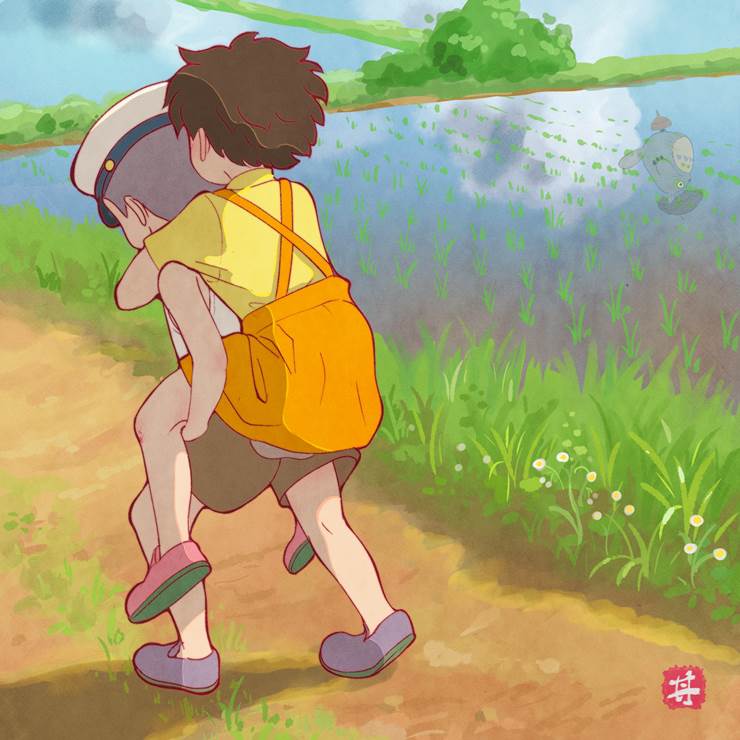 女孩子, 昭和复古风, nostalgia, 吉卜力, Satsuki, piggyback ride, 傲娇