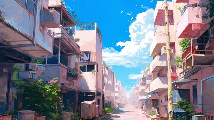 background, scenery, 风景, 夏天, sky, town